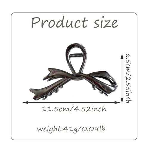 Grampos de cabelo grandes de metal, laço de fita, prendedor de garra de cabelo preto, presilhas de c