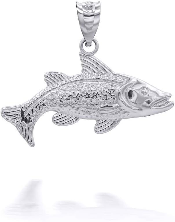 Trout Fish Pendant Necklace Real Solid 14K Gold