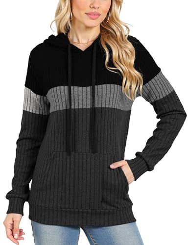 Haut à manches longues femme AURUZA pull à capuche ample en tricot