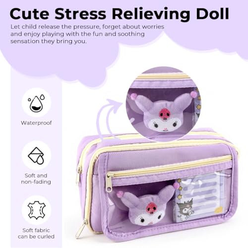 Image of ZibuyuTransparent Pencil Case Set with Stickers Brooches Keychain and Notepad for School Travel and Everyday Use, Cute Stationery Items for Girls
