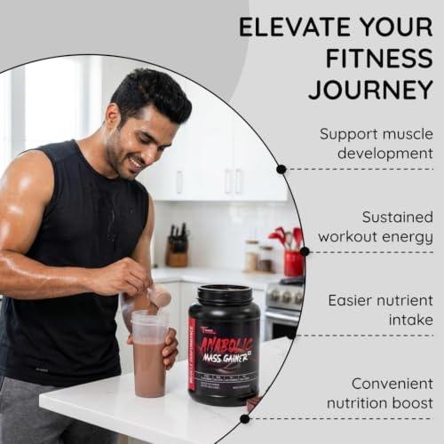 Image of Anabolic Mass Gainer 1kg Irish Chocolate | High Protein & Carbs, Calorie Added Multi-Vitamins, Probiotics & Enzymes, Cereal Based Bulk Gainer, For Muscle Gain