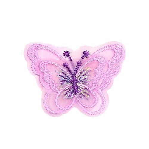 Naszywka haftowana 5 * 4CM 50 SZTUK Motyl Mała Naszywka Haftowana Żelazko Aplikacje Chińskie Na Odzież Duże Naszywki Kurtkę Jeansową(Shallow Purple)