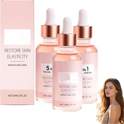 Sérum Facial Iluminador Antiedad 5 en 1, Aceite Esencial Antiedad, Sérum Iluminador, Mejora la Luminosidad de la Piel Apagada para unificar el Tono, Mejora la Elasticidad de la Piel