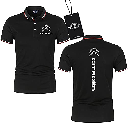 MAUXpIAO Polo Chemises Revers Plaine Ci.T-Roen Impression Manches Courtes Tee Haut Hommes Femmes Coton Décontractée Travail Garçon/Noir/M Cover