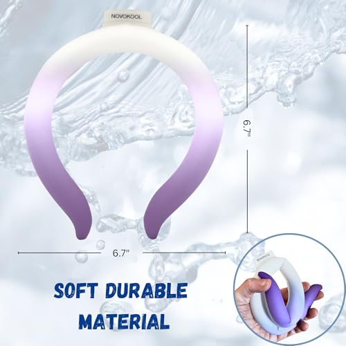 2 Pack Neck Cooling Tube with Insulated Bag - Reusable Ice Ring Neck Cooler Indoor Outdoor - Wearable Cooling Wrap - Relief for Summer and Hot Flashes - Ice Ring Freezes Under 64℉(Purple+Blue)