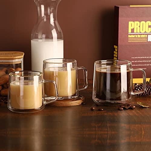 Cnglass 10Oz Glass Coffee Mugs,Double Wall Insulated Glass Mugs With Handle,Clear Espresso Mugs For Latte,Cappuccino,Tea Bag,Set Of 4 #TOP6