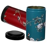 TOYANDONA Tarro de Té de Hojalata Tapa 2 Piezas Diseño Chino Tradicional en Azul y Rojo Compacto y Hermético para Almacenamiento de Especias y Alimentos en Cocina y Viaje