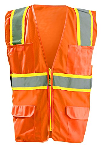 Image of Occunomix LUX-ATRANS-O5X Classic Solid Two-Tone Surveyor Vests, 5X-Large, Orange