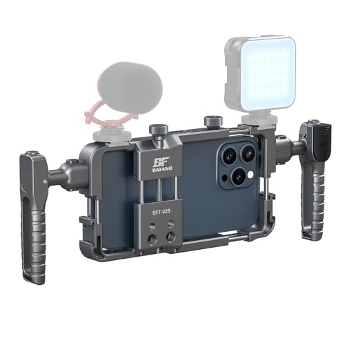 Universal Phone Cage, Smartphone Video Rig Kit with Handles, Handheld Filmmaking Vlog Case Stabilizer for Videomaker, All-in-One Mobile Video Kit, Quick Release Universal Phone Video Rig Kit