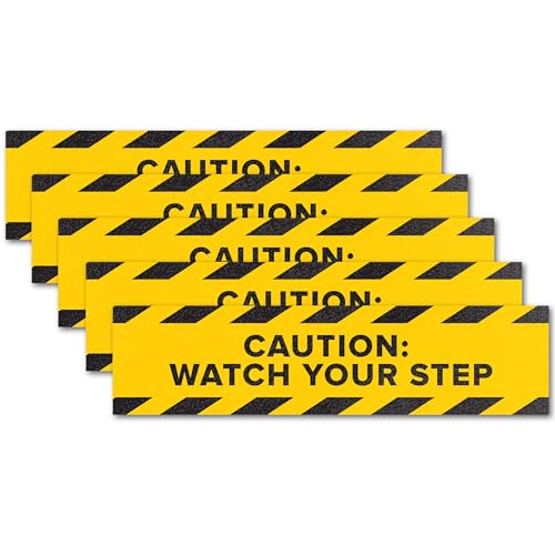 Autocollants de sol Caution Watch Your Step 12,7x50,8 cm lot de 5