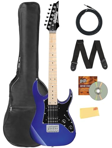 Ibanez GRGM21M miKro エレキギター - ジュエルブルーバンドル ギグバッグ ストラップ ケーブル Austin Bazaar 解説DVD、磨き布付き