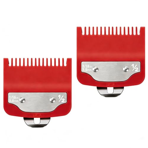 2 Pack Clipper Guards Set Compatible with wahl 1/2 clipper guards, 1/16"1.5mm Metal Hair Clipper Guards Set Replacement for Wahl Clipper Guards Set, for Professional Stylists and Barbers(Red) image 5