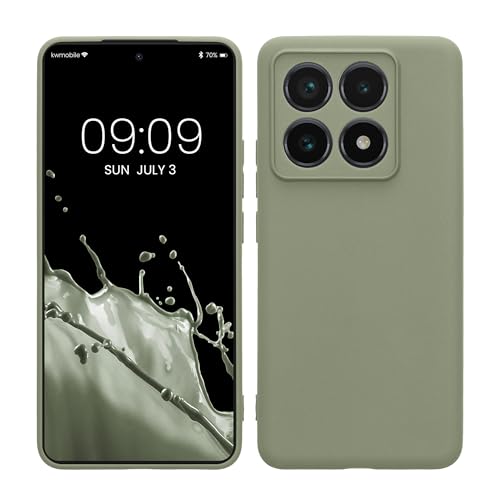 kwmobile Handyhülle für Xiaomi 14T Pro Hülle - weiches Handy Silikon Case - Schutzhülle Cover - Graugrün