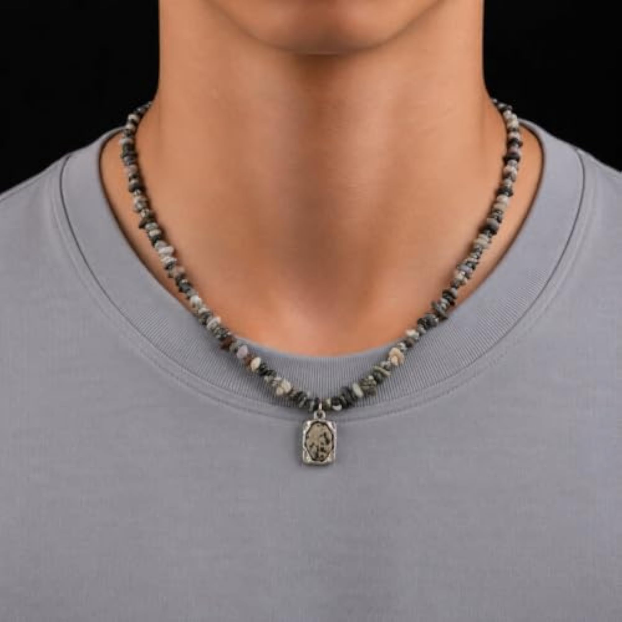 Men's Terra Mosaic Pendant Necklace, Stylish Everyday Accessory
