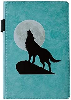 EJRange Notebook A5 Note Pad - Journal, Wipe Clean Cover, Stationary, Note Book, Ruled, 192 Pages, Wolf Design(Turquoise)