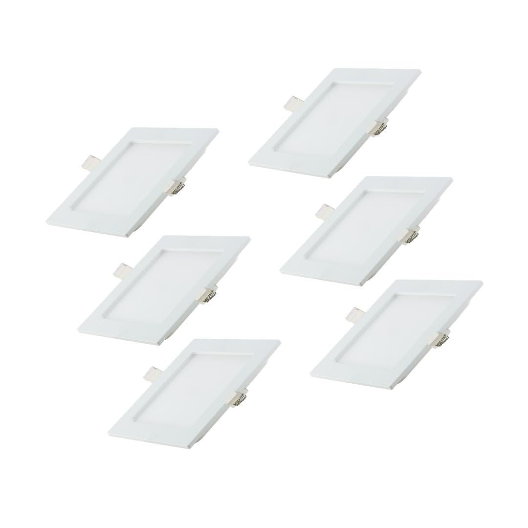LUXULA 6x Einbaustrahler LED Spots 230V - Warmweiß Neutralweiß Kaltweiß einstellbar - 18W 1880lm CCT Deckenspots flach Deckenstrahler Spotlight - matt weiß eckig - 220x32mm