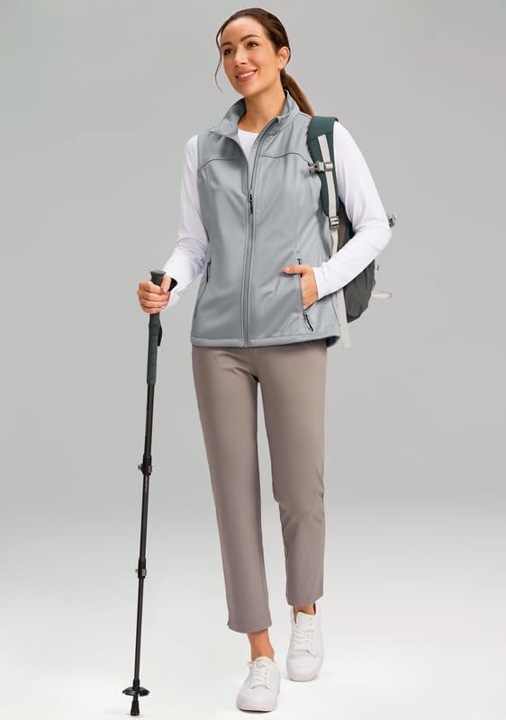 Soothfeel Women's Vest with Zipper Pocekts Lightweight Softshell Sleeveless Jacket Hiking Travel Golf Running Vest for Women - Image 7