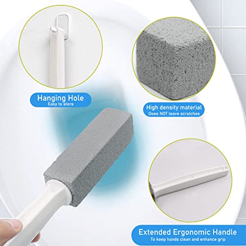 Coideal Toilet Bowl Cleaning Stone With Extra Long Handle - 3 Pack Scouring Stick Brush Limescale Remover For Bbq Grills, Tiles, Swimming Pools (Gray) #TOP3