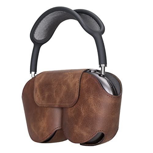 Hardiston Airpods Max Case, Genuine Leather Handmade, Protective Premium Leather Ear Cup Covers, Soft-Slim Travel Carrying Case, Compatible For Airpods Max (Brown) #TOP1