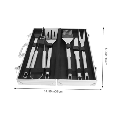Set de 6 utensilios para parrilla con estuche de aluminio miniatura 2