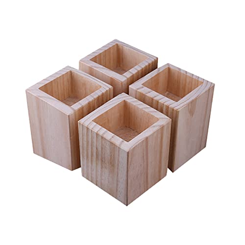 Hoher 20cm Holzmöbelheber Möbelerhöher Betterhöhung Möbelerhöhung Tischerhöher,Möbelfüße Geeignet für Möbel Erhöhen Ansteigen 4 Stück (6x6cm) Cover