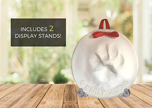 ultimate pawprint keepsake kit makes 2 - paw print christmas ornament w bonus personalization tool amp display stands for dogs cats amp pets non-toxic clay air-dries soft light amp uncrackable
