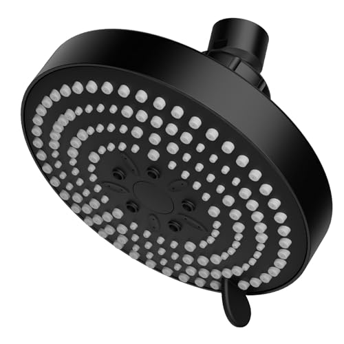 OFFO Shower Head, High Pressure Shower Head with 6 Mode, Fixed Showerheads for Strong Water Flow & Relaxing Shower Experience, Matte Black by OFFO - Used condition - US$12.94