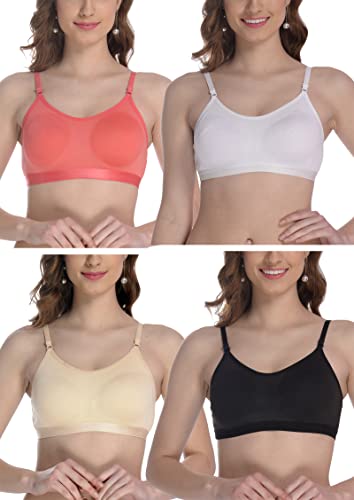 Image of FIMS - Fashion is my style Women Cotton Sports Bra for Gym, Yoga, Running Bra for Girls, Racer Back, Full Coverage, Multicolor, Cup B, See Main Image to Check How Many Bra You Will Get