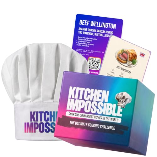 Kitchen Impossible - 50 Scratch Off Cooking Challenge Cards for Adults, Fun Date Night Cooking Game for Couples, Foodie Gifts for Women, Family Dinner Party Game, Unique Gifts for Girlfriend Wife