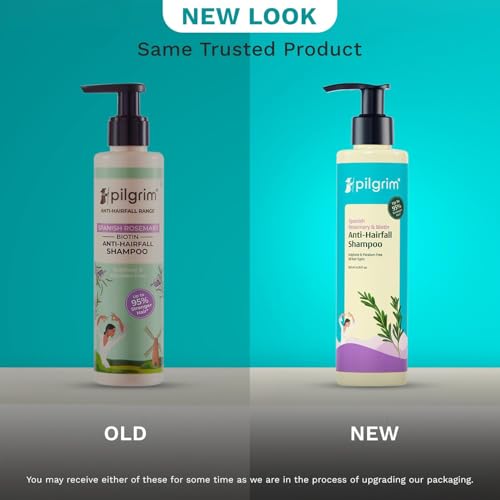Image of Pilgrim Spanish Rosemary & Biotin Anti Hairfall Shampoo for Reducing Hair Loss & Breakage 200ml (Pack of 3) | Rosemary shampoo for hair growth | Upto 95% stronger hairs | For all hair types | For Men & Women