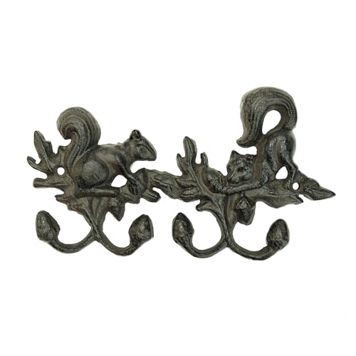 Sungmor ガーデン ハンギング フック アイアン 鋳鉄 屋外 室内 キッチン 玄関 居間 ガーデン 小物収納 栗鼠