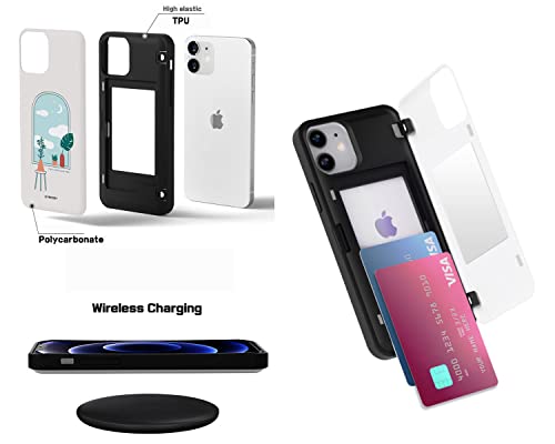 [Iphone 14 Pro Max Mirror Wallet Case] Kubrick Peanuts Snoopy Case Card Holder Mirror Bumper Phone Case Dual Layers Shockproof Uv Printing (Charlie Brown And Snoopy) #TOP4