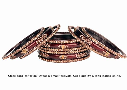 Image of Swara Creations Green Mehrun Red Glass Bangles Set for Women | Zirconwork Bangles | Glass bangles for festivals & occasions, Traditional glass bangles (SKU276)