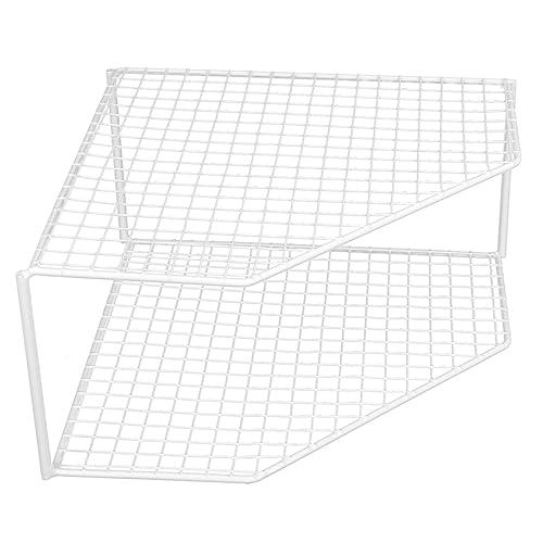 TOGEVAL Corner Shelf Unit for Kitchen Pan Rack Pot Rack Double Draining Tiered Shelf for Table Top Organizer Storage
