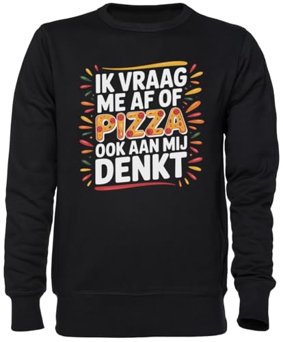 Sweat-shirt pizza noir pour partager un sourire complice au quotidien