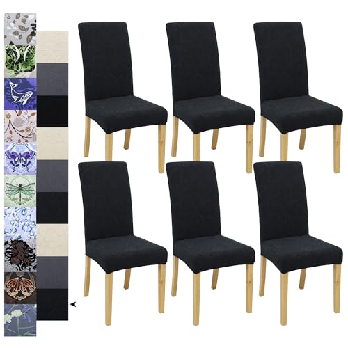 Dining Chair Covers, Dining Room Chair Cover Set of 6, Stretch Kitchen Chair Covers, Detachable Washable Chair Cover, Parsons Chair Slipcovers Protective, for Home, Restaurant, Banquet