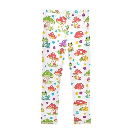 Wusikd Cute Mushrooms Girls' Leggings Toddler Doodles Frogs Kids Yoga Pants Dance Active Tights 4T2