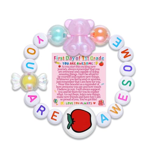 First Day of School Bracelets Back to School Gifts for Son Daughter 1st Day of School You Are Awesome Bracelet Grandson Gift Nephew Niece Granddaughter Inspirational Bracelets for Him Her Jewelry Ideas