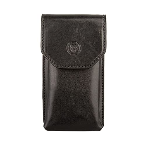 Maxwell Scott Etui à Lunettes à Rabat en Cuir Italien - Gabbro Noir Cover