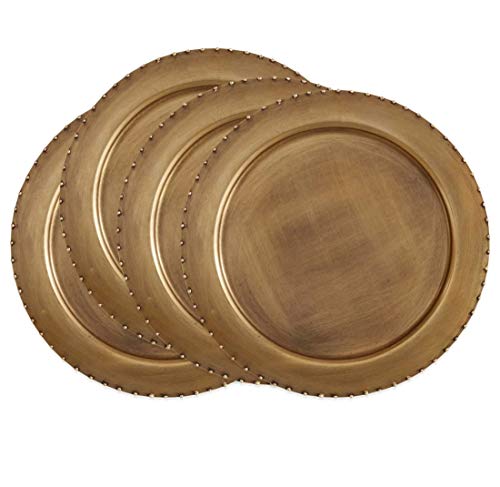 Platos Decorativos Metálicos Redondos 13" Dorados Set 4 miniatura 1