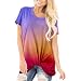 Top da donna UK Clearance, manica corta Stretch tunica Pullover vendita Liquidazione casual girocollo manica corta stampa sfumata Twist manica corta camicia lunga, Viola, XXL