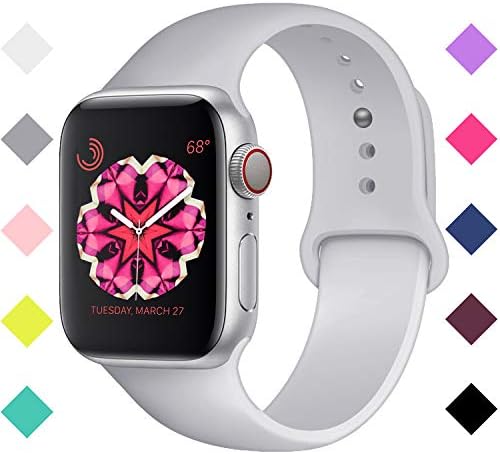 Bandx Sport Band Compatible with Smart Watch Band, Soft Silicone Replacement Bands Compatible with Iwatch Series 5,4,3,2,1 (38mm(40mm)-M/L, Grey)