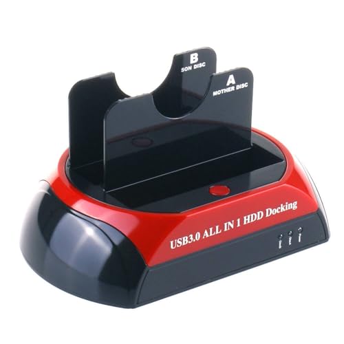 Hard Drive Docking Station USB 3.0 to Dual SATA Dual Bay External HDD Dock for 2.5 & 3.5 inch SATA HDD SSD Offline Clone and UASP,Tool-free