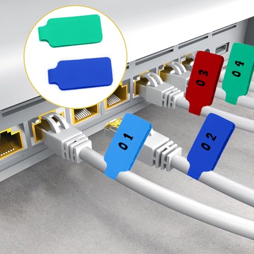 Rusokufo 80 Stück Klettkabelmarkierungen, Wiederverwendbare Kabel Etiketten aus Nylon, beschreibbar, wasserdicht & reißfest, zur Ordnung von PC‑ und Ladekabeln für Haushalt & Büro