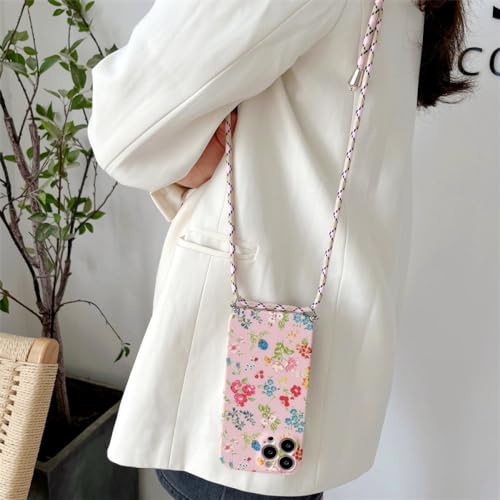Coque cordon iPhone 12 avec motif fleur et sangle ajustable - 3