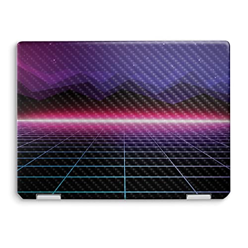 MightySkins Carbon Fiber Skin Compatible with HP Spectre x360 14" (2022) Full Wrap Kit - Synthwave | Protective, Durable Textured Carbon Fiber Finish | Easy to Apply | Made in The USA