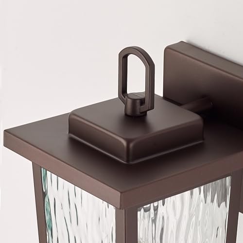 Image of Oil Rubbed Bronze Exterior Wall Light Fixture, Outdoor Wall Lantern with Clear Water Glass, Outside Light for House Entryway Porch
