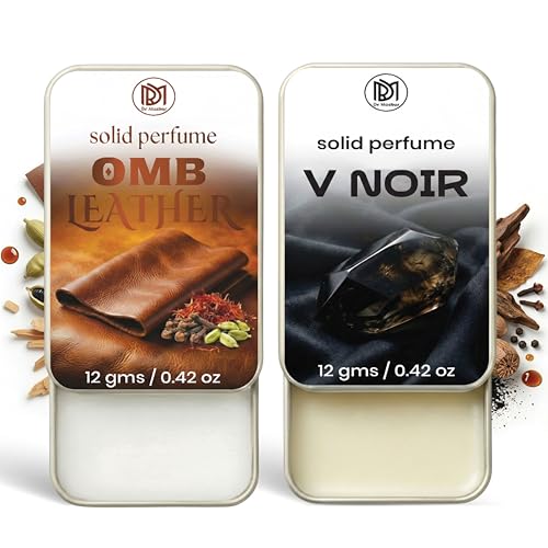 Image of Dr.Mashur Solid Perfume |V Noir&OMB leather Alcohol Free Wax Perfume Balm, Long Lasting | Pocket Tin 12g, Pack Of 2| Non Greasy Smooth Glide, Travel Friendly Men And Women