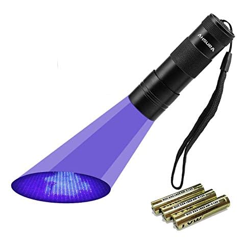 Vansky UV Torch, Black Light Pets Urine Detector 12Led UV Blacklight, UV Flashlight Find Dry Stains on Carpets/Rugs/Floor, 3 x AAA Batteries Included Cover