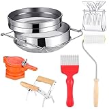 Tandefio 6 Pcs Honey Harvesting Honey Extractor Kit Include Stainless Steel Honey Strainer, Frame Grip, Uncapping Fork, Uncapping Needle Roller, Honey Gate, Queen Catcher, Bee Supplies and Equipment